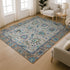 8' X 10' Pewter And Teal Oriental Washable Area Rug With UV Protection