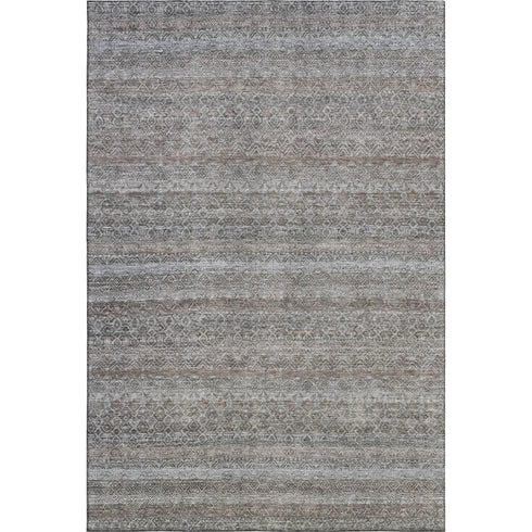 5' X 8' Brown And Beige Striped Washable Area Rug With UV Protection