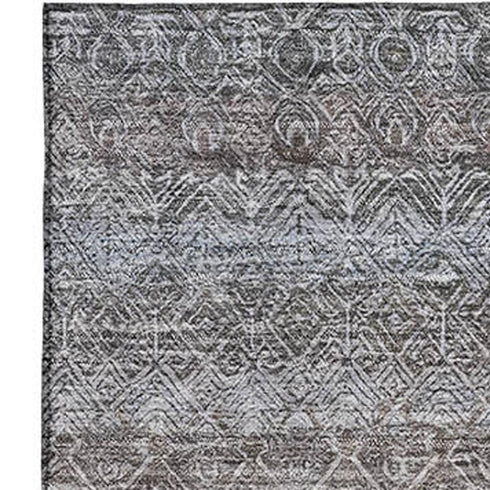 5' X 8' Brown And Beige Striped Washable Area Rug With UV Protection
