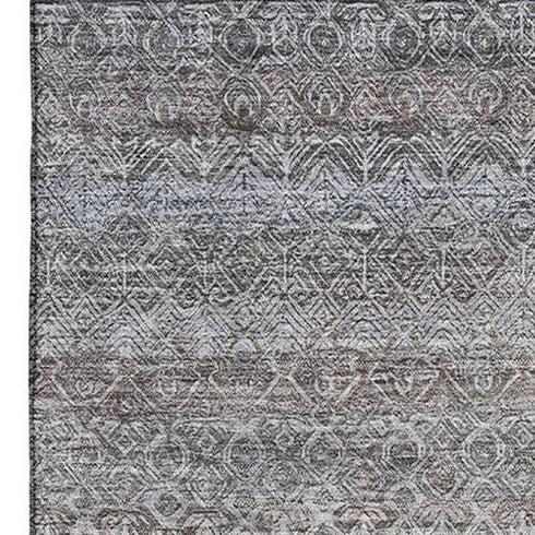 5' X 8' Brown And Beige Striped Washable Area Rug With UV Protection