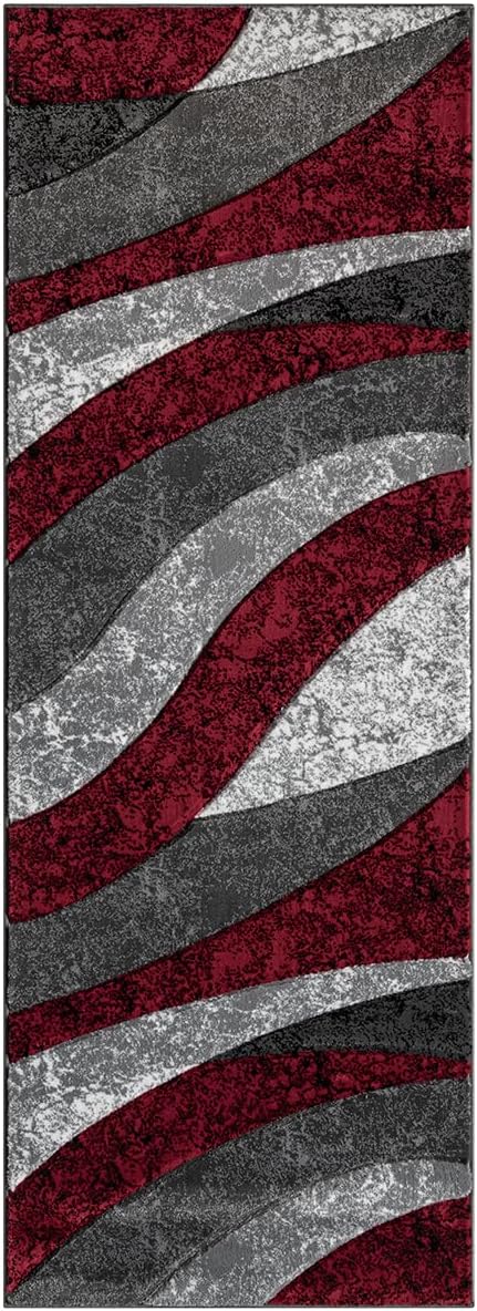 Modern Abstract Wave 3D Carved Stitched Area Rug