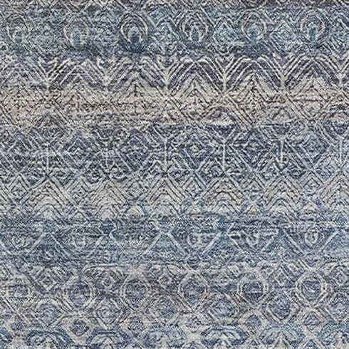 5' X 8' Blue And Beige Striped Washable Area Rug With UV Protection