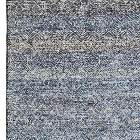 5' X 8' Blue And Beige Striped Washable Area Rug With UV Protection
