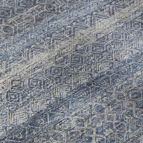 5' X 8' Blue And Beige Striped Washable Area Rug With UV Protection