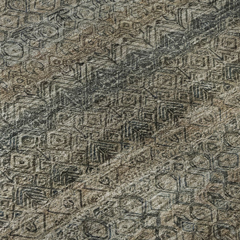 8' X 10' Chocolate And Gray Striped Washable Area Rug With UV Protection