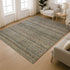 8' X 10' Chocolate And Gray Striped Washable Area Rug With UV Protection