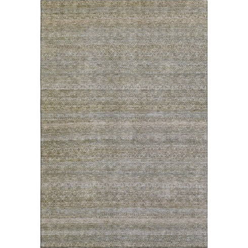 8' X 10' Khaki And Beige Striped Washable Area Rug With UV Protection