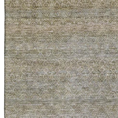 8' X 10' Khaki And Beige Striped Washable Area Rug With UV Protection