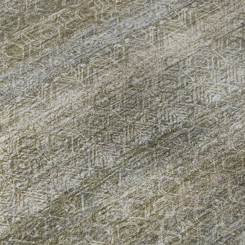 8' X 10' Khaki And Beige Striped Washable Area Rug With UV Protection