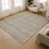 8' X 10' Khaki And Beige Striped Washable Area Rug With UV Protection