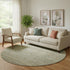 8' Linen And Beige Striped Washable Round Rug With UV Protection