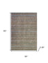 5' X 8' Brown And Blue Striped Washable Area Rug With UV Protection