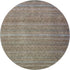 8' Brown And Blue Striped Washable Round Rug With UV Protection