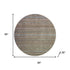 8' Brown And Blue Striped Washable Round Rug With UV Protection