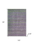 8' X 10' Purple And Green Striped Washable Area Rug With UV Protection