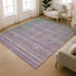 8' X 10' Purple And Green Striped Washable Area Rug With UV Protection