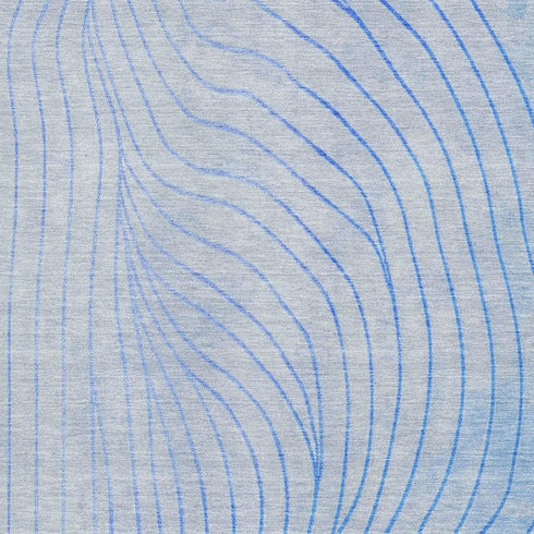 5' X 8' Blue And Silver Abstract Washable Area Rug With UV Protection
