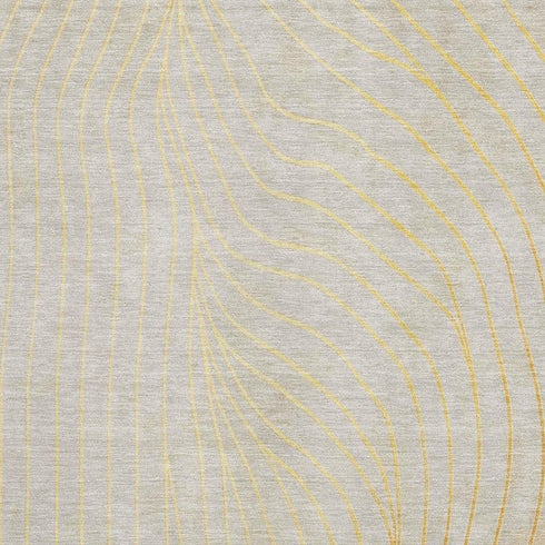 5' X 8' Gold And Silver Abstract Washable Area Rug With UV Protection