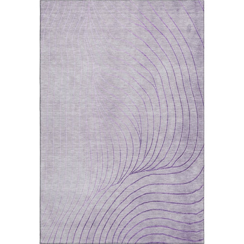 9' X 12' Lavender And Silver Abstract Washable Area Rug With UV Protection