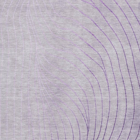 9' X 12' Lavender And Silver Abstract Washable Area Rug With UV Protection