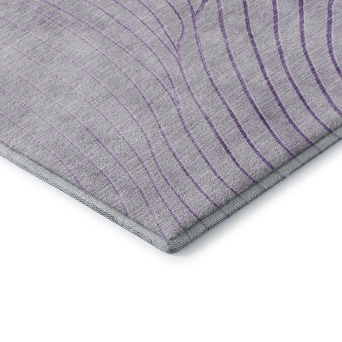 9' X 12' Lavender And Silver Abstract Washable Area Rug With UV Protection