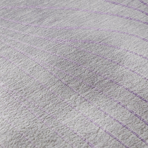 9' X 12' Lavender And Silver Abstract Washable Area Rug With UV Protection
