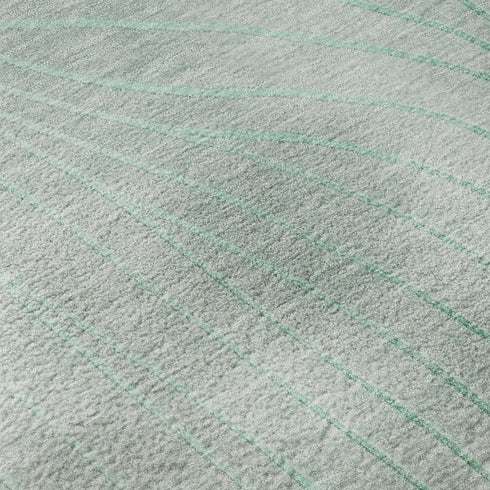 8' Mint Green And Silver Abstract Washable Round Rug With UV Protection