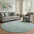 8' Mint Green And Silver Abstract Washable Round Rug With UV Protection