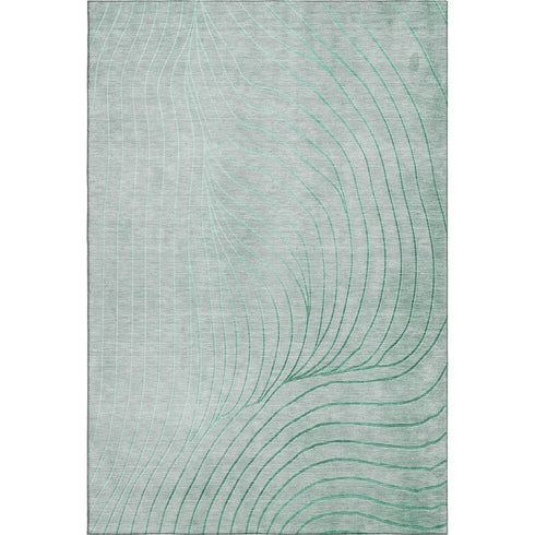 8' X 10' Mint Green And Silver Abstract Washable Area Rug With UV Protection