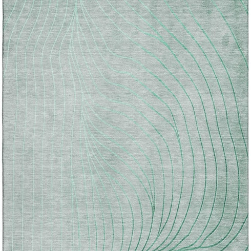 8' X 10' Mint Green And Silver Abstract Washable Area Rug With UV Protection