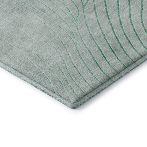 8' X 10' Mint Green And Silver Abstract Washable Area Rug With UV Protection