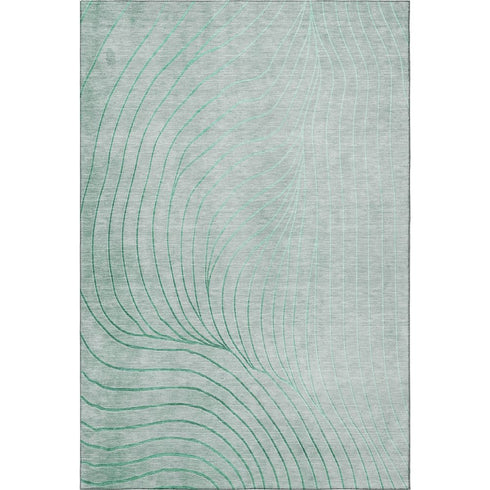 8' X 10' Mint Green And Silver Abstract Washable Area Rug With UV Protection