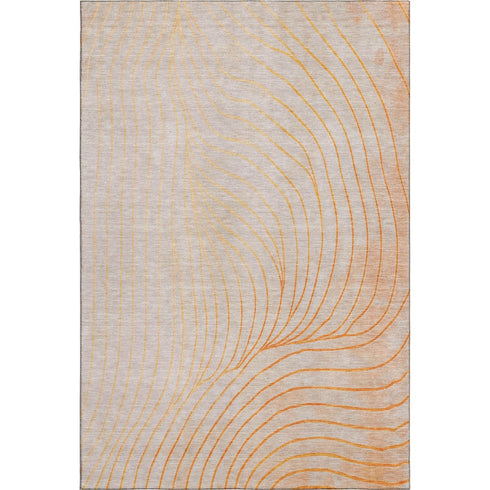9' X 12' Orange And Silver Abstract Washable Area Rug With UV Protection
