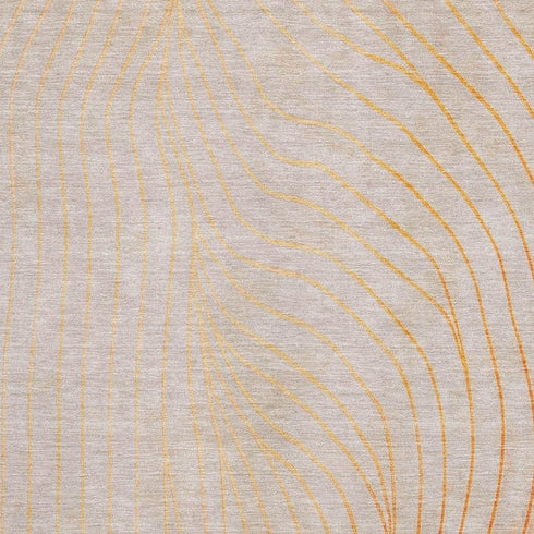 9' X 12' Orange And Silver Abstract Washable Area Rug With UV Protection
