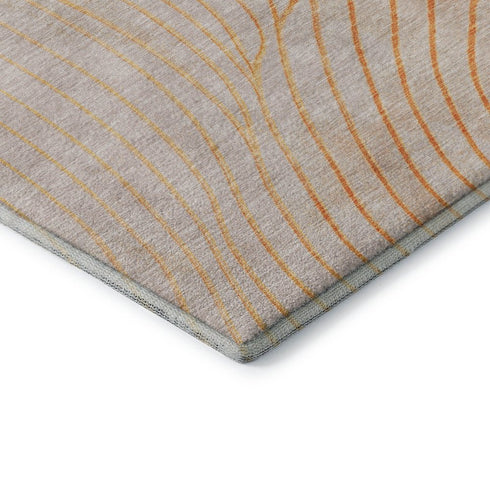 9' X 12' Orange And Silver Abstract Washable Area Rug With UV Protection