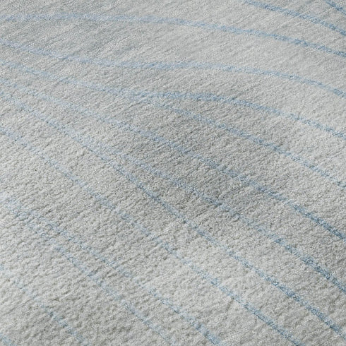 8' X 10' Sky Blue And Silver Abstract Washable Area Rug With UV Protection