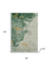 5' X 8' Emerald And Gold Abstract Washable Area Rug With UV Protection