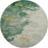 8' Emerald And Gold Abstract Washable Round Rug With UV Protection