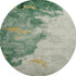 8' Emerald And Gold Abstract Washable Round Rug With UV Protection