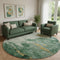 8' Emerald And Gold Abstract Washable Round Rug With UV Protection