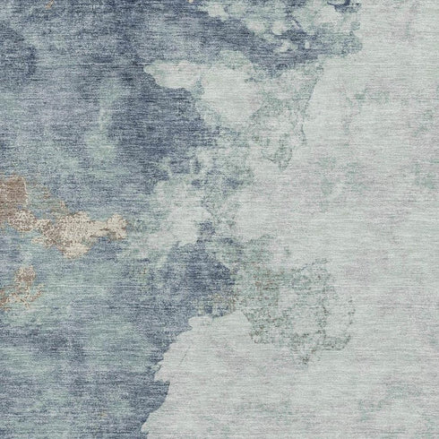 5' X 8' Pale Aqua And Taupe Abstract Washable Area Rug With UV Protection