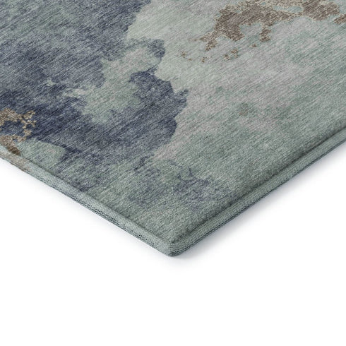 5' X 8' Pale Aqua And Taupe Abstract Washable Area Rug With UV Protection