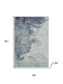 5' X 8' Pale Aqua And Taupe Abstract Washable Area Rug With UV Protection
