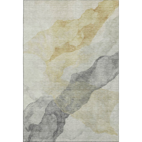 9' X 12' Beige And Gray Abstract Washable Area Rug With UV Protection