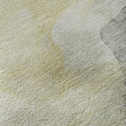 9' X 12' Beige And Gray Abstract Washable Area Rug With UV Protection