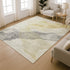 9' X 12' Beige And Gray Abstract Washable Area Rug With UV Protection