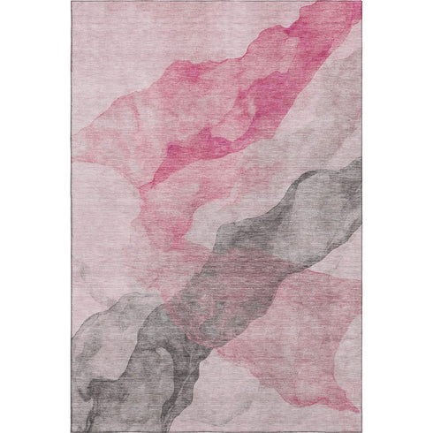 5' X 8' Blush And Gray Abstract Washable Area Rug With UV Protection