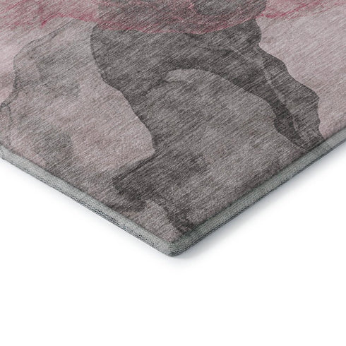 5' X 8' Blush And Gray Abstract Washable Area Rug With UV Protection