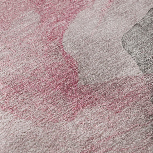 5' X 8' Blush And Gray Abstract Washable Area Rug With UV Protection