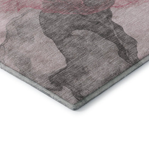8' X 10' Blush And Gray Abstract Washable Area Rug With UV Protection